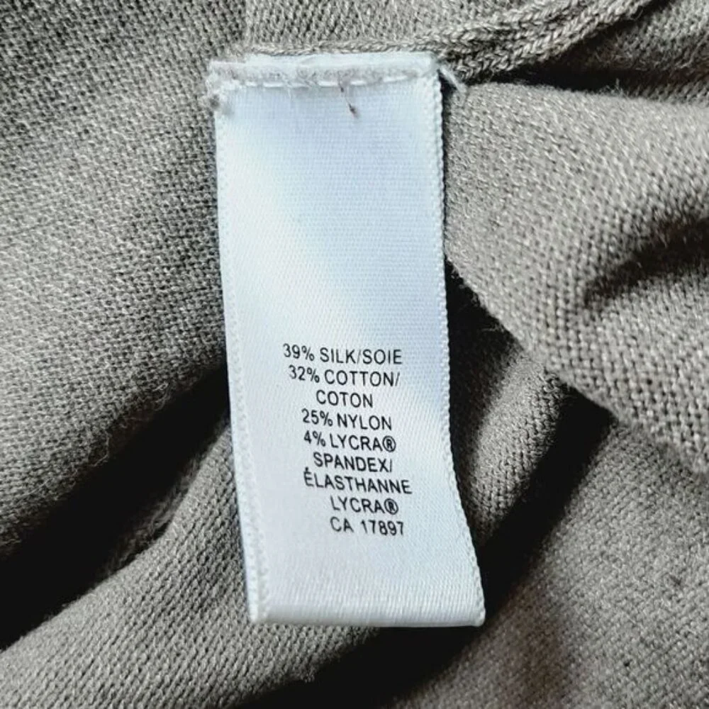 BANANA REPUBLIC Cardigan Button Down Silk Cotton Blend Green Grey Sz M Flawed - Picture 11 of 13
